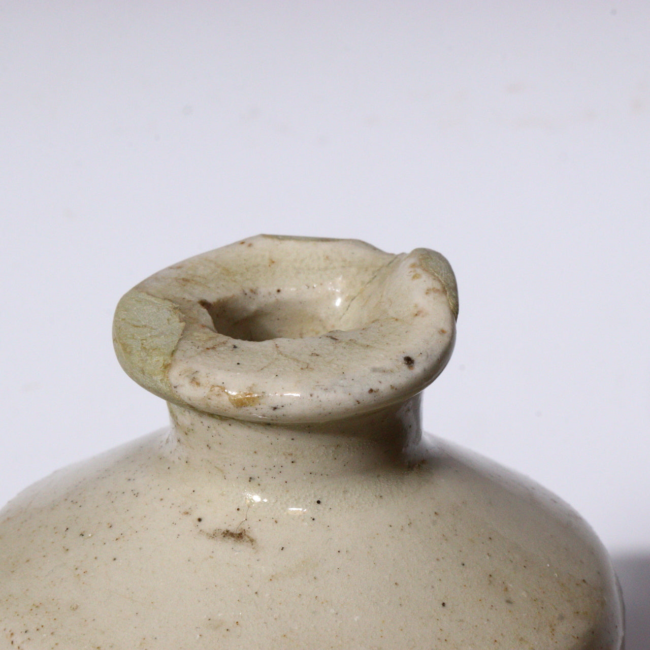Antique British Ceramic Bottle Traditional Folk Art Pottery Shiratamba Like