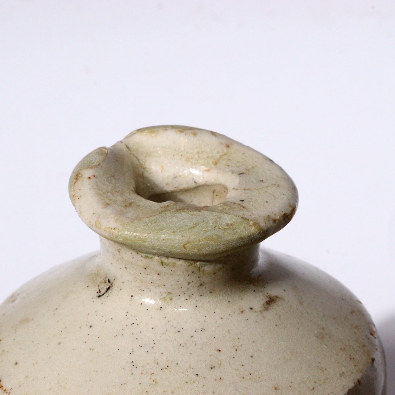 Antique British Ceramic Bottle Traditional Folk Art Pottery Shiratamba Like