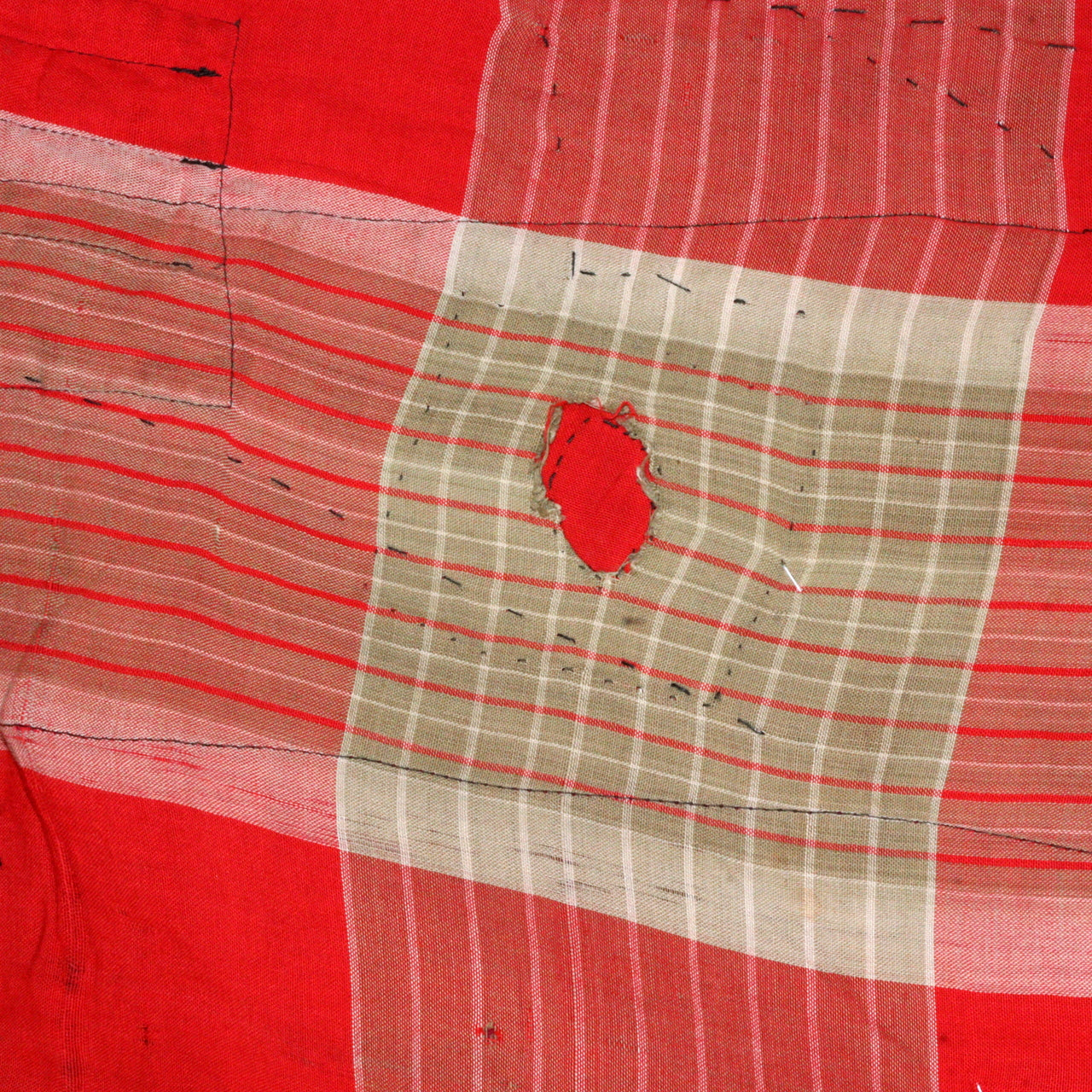 Antique Japanese Boro Two-Tone Design Patchwork Furoshiki Hand-Stitched Textile