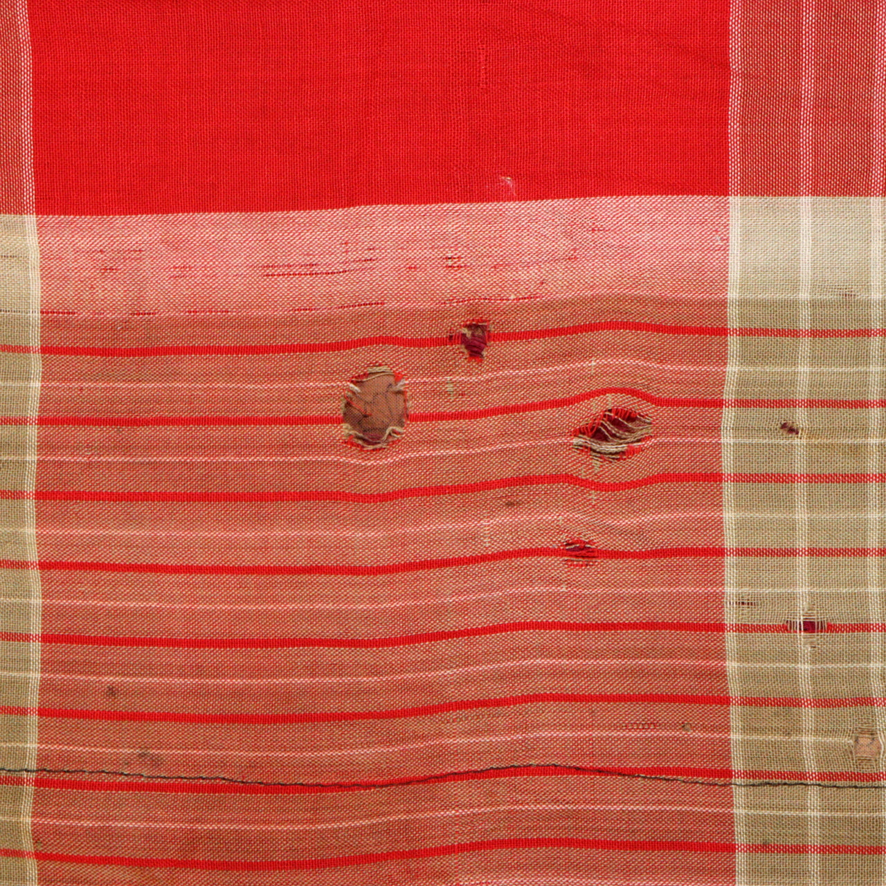 Antique Japanese Boro Two-Tone Design Patchwork Furoshiki Hand-Stitched Textile