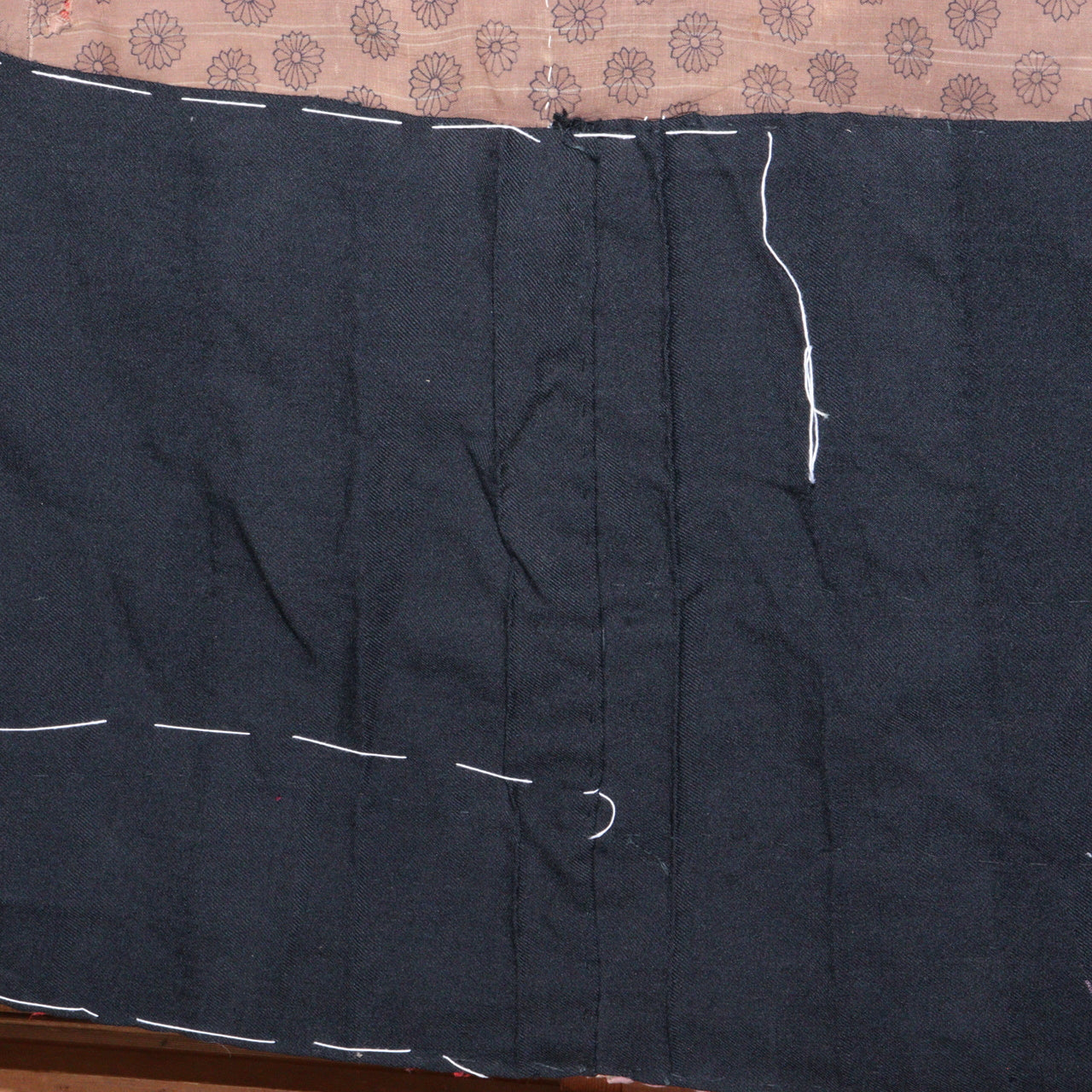 Antique Japanese Boro Two-Tone Design Patchwork Furoshiki Hand-Stitched Textile