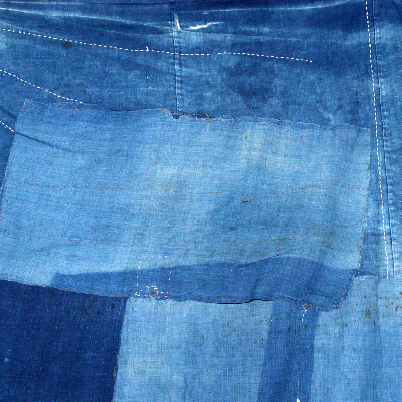 Japanese Antique Sashiko Fabric Aizome Furoshiki embroidery Boro Kire Meiji