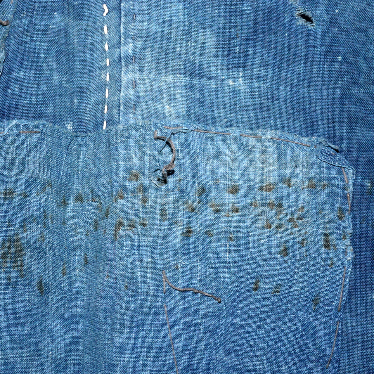 Japanese Antique Sashiko Fabric Aizome Furoshiki embroidery Boro Kire Meiji