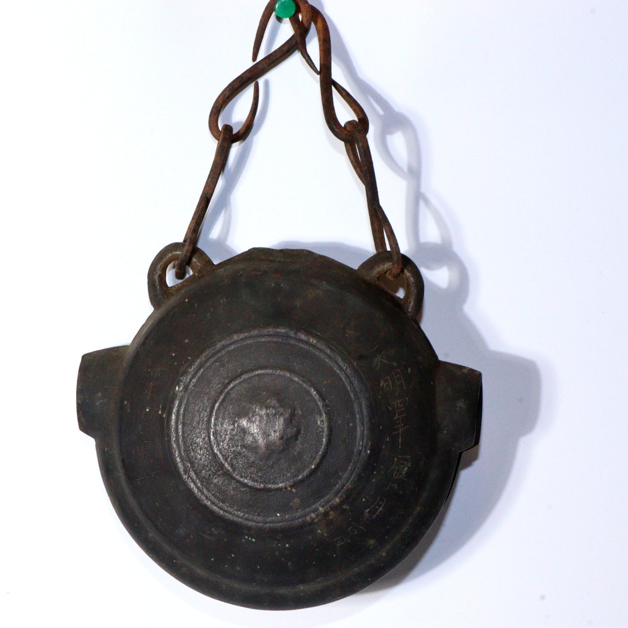 Antique Japanese Era 1784 Bronze Temple Gong Waniguchi Original Chain Bell