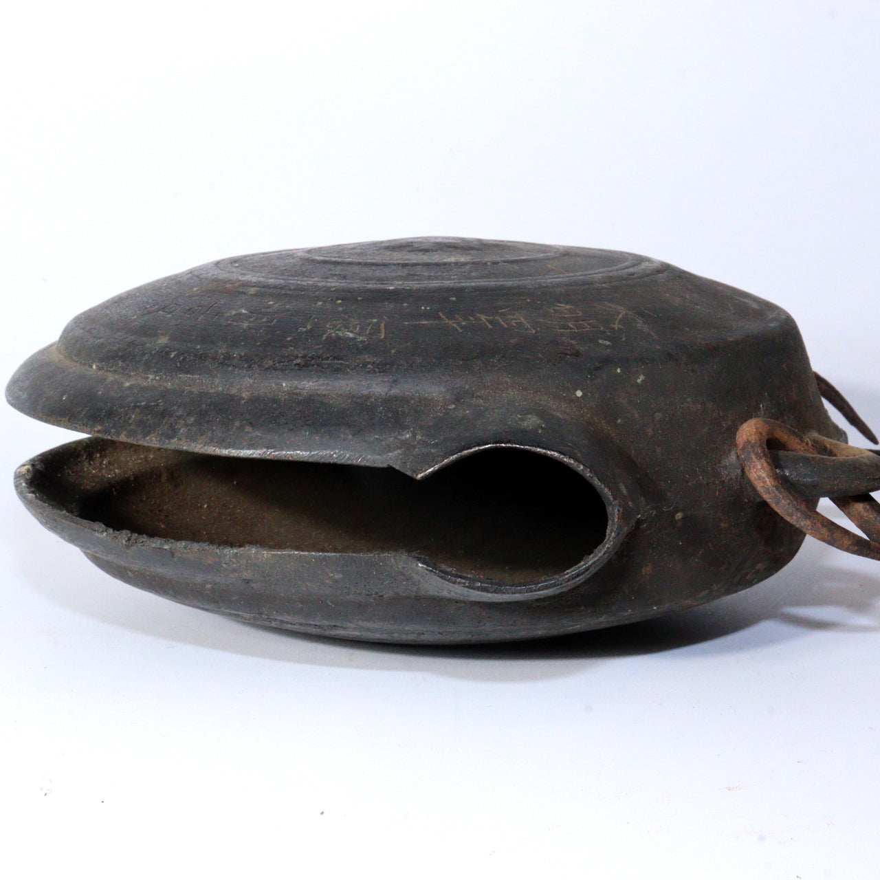 Antique Japanese Era 1784 Bronze Temple Gong Waniguchi Original Chain Bell