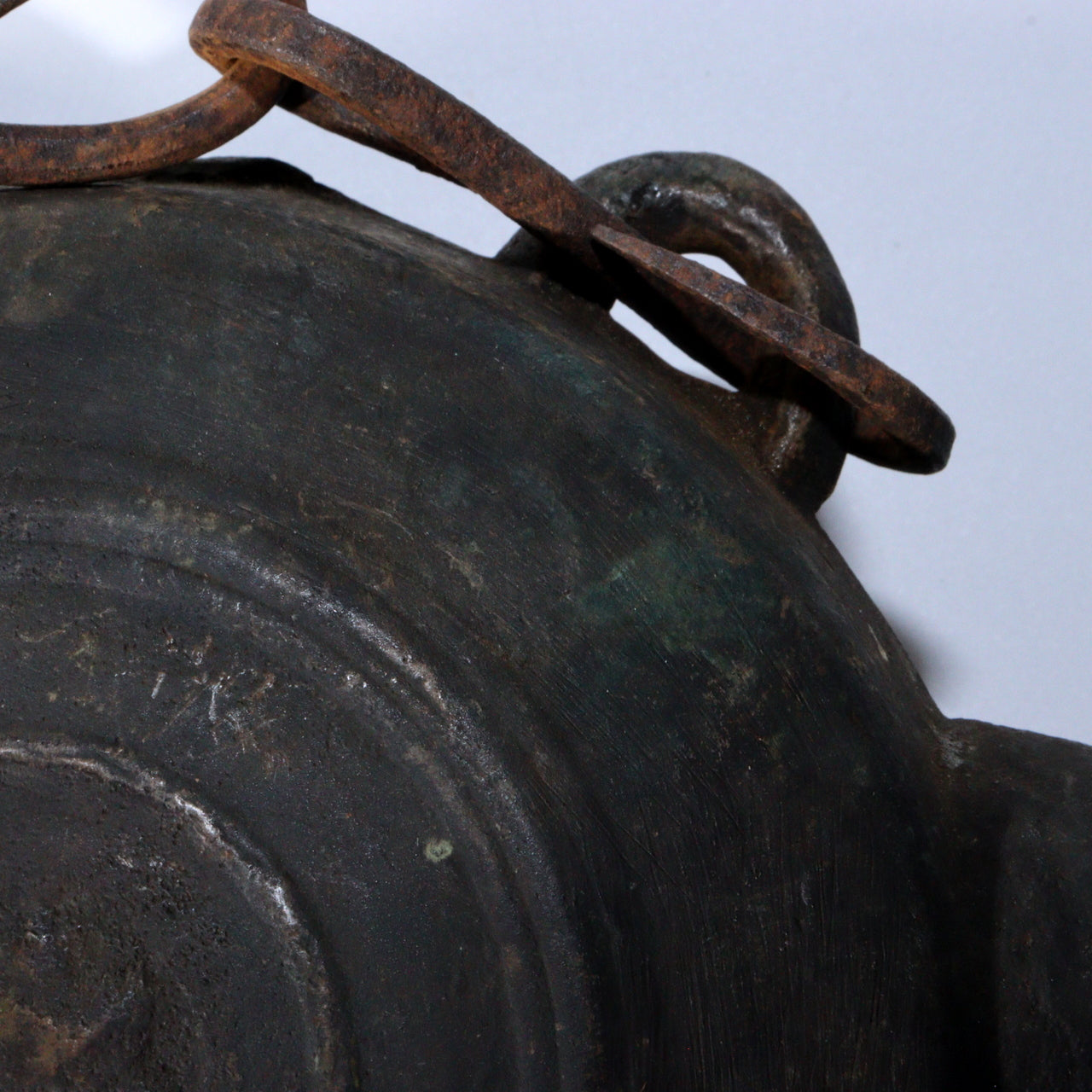 Antique Japanese Era 1784 Bronze Temple Gong Waniguchi Original Chain Bell