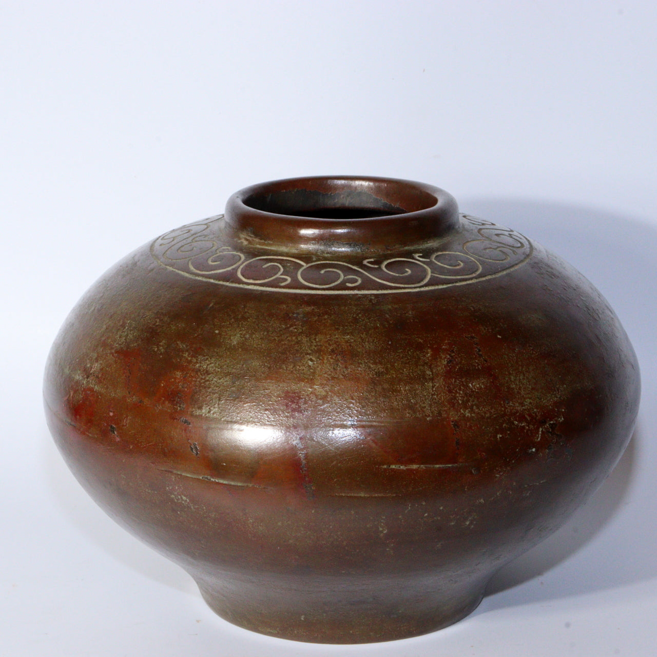 Vintage Japanese Bronze Vase – Signed Round Copper Flower Vase with Box BV598