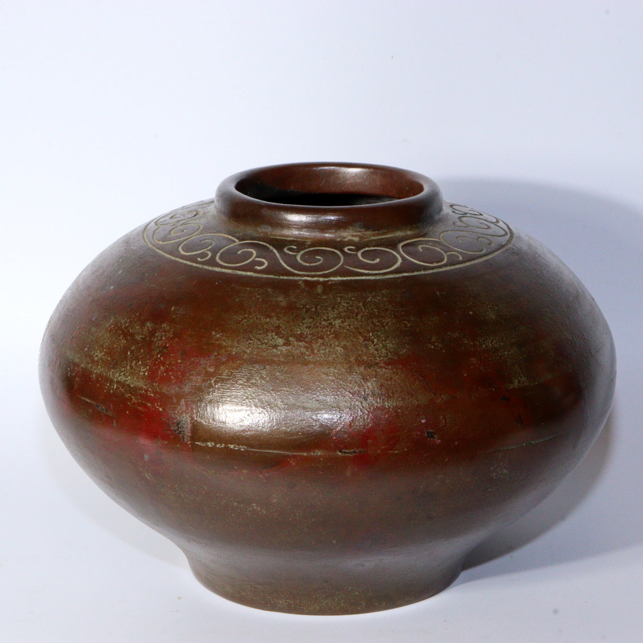 Vintage Japanese Bronze Vase – Signed Round Copper Flower Vase with Box BV598
