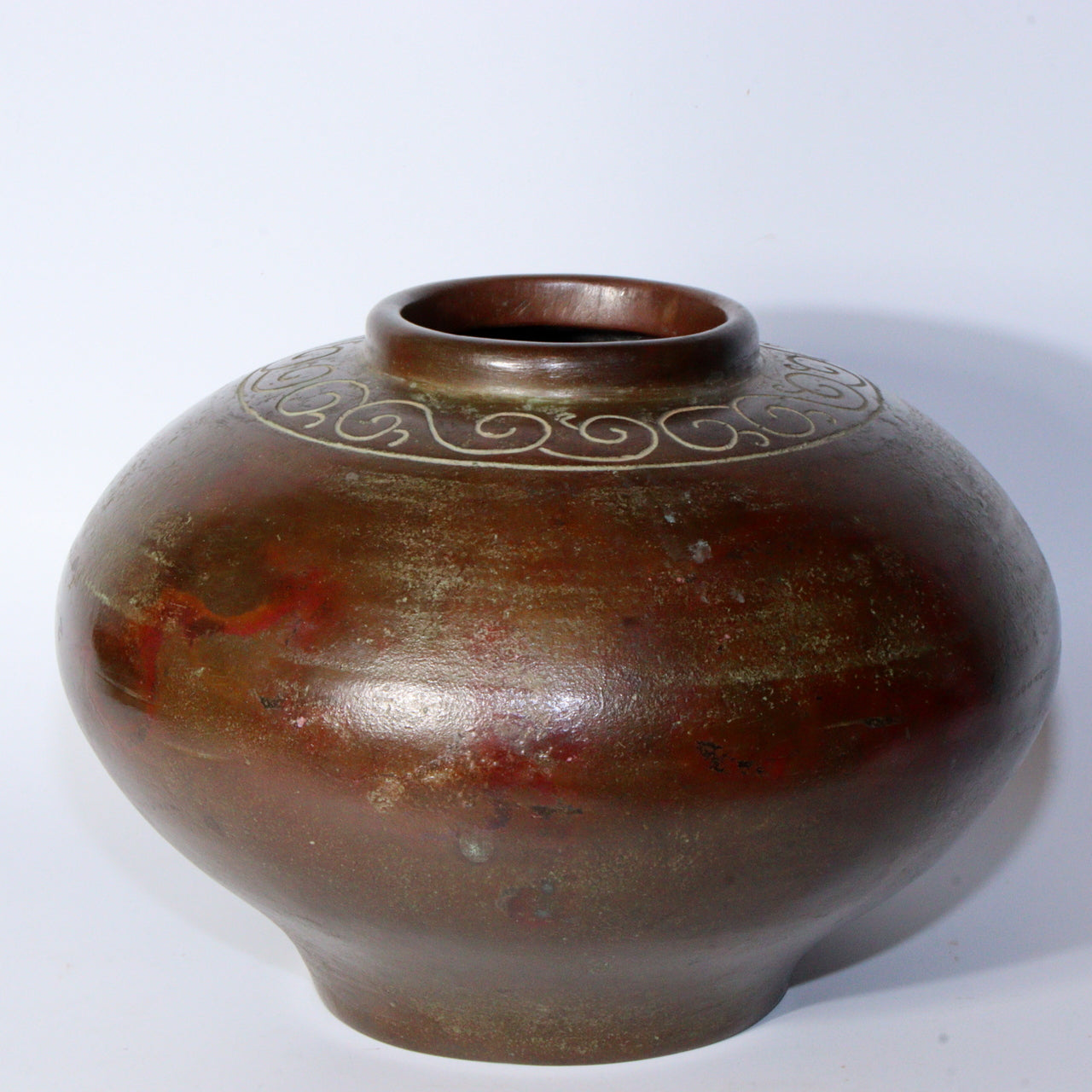Vintage Japanese Bronze Vase – Signed Round Copper Flower Vase with Box BV598