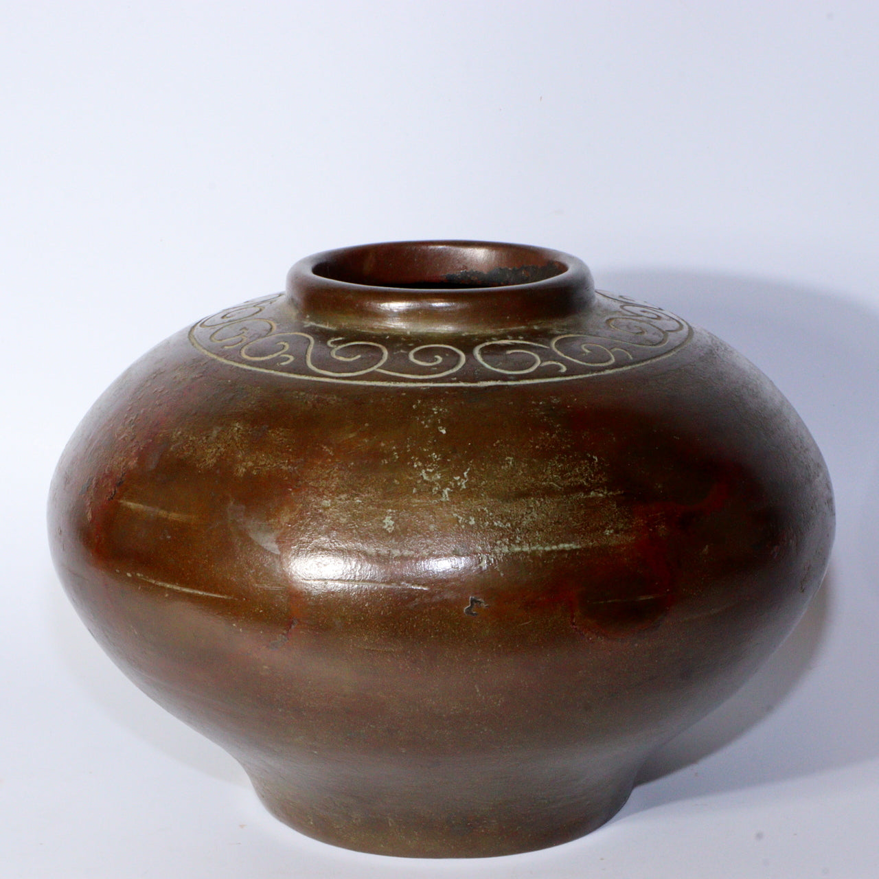 Vintage Japanese Bronze Vase – Signed Round Copper Flower Vase with Box BV598