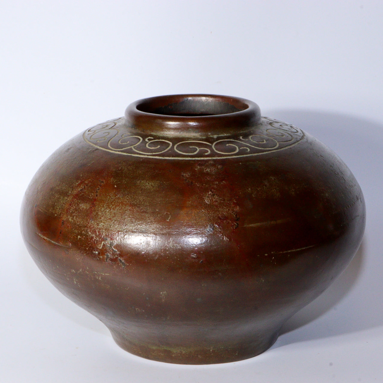 Vintage Japanese Bronze Vase – Signed Round Copper Flower Vase with Box BV598