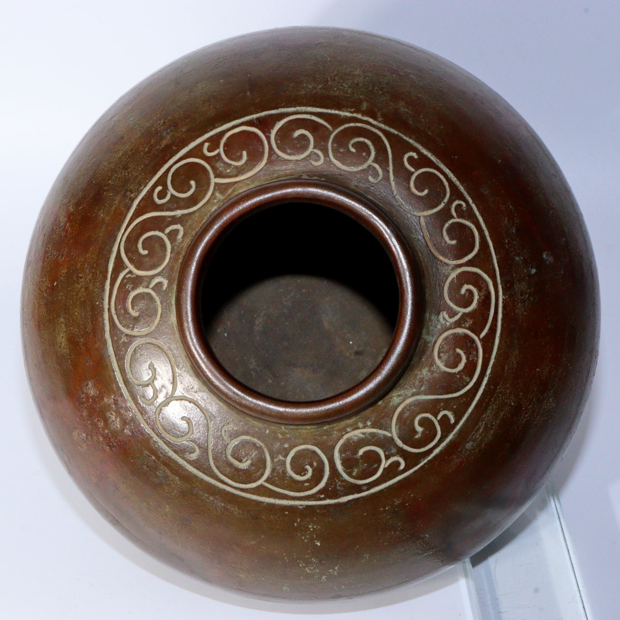 Vintage Japanese Bronze Vase – Signed Round Copper Flower Vase with Box BV598
