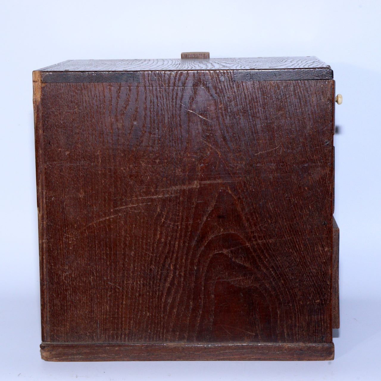 Vintage Japanese Wooden Sewing Box Black Persimmon Wood Kurogaki Drawer WBX284