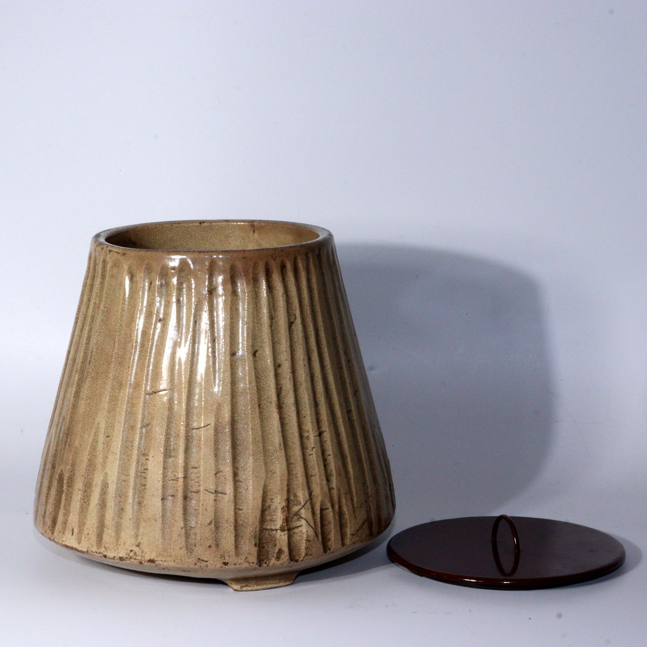 Antique Kizeto Ko-Seto Mizusashi Japanese Tea Ceremony Water Jar Vase Box PCP242