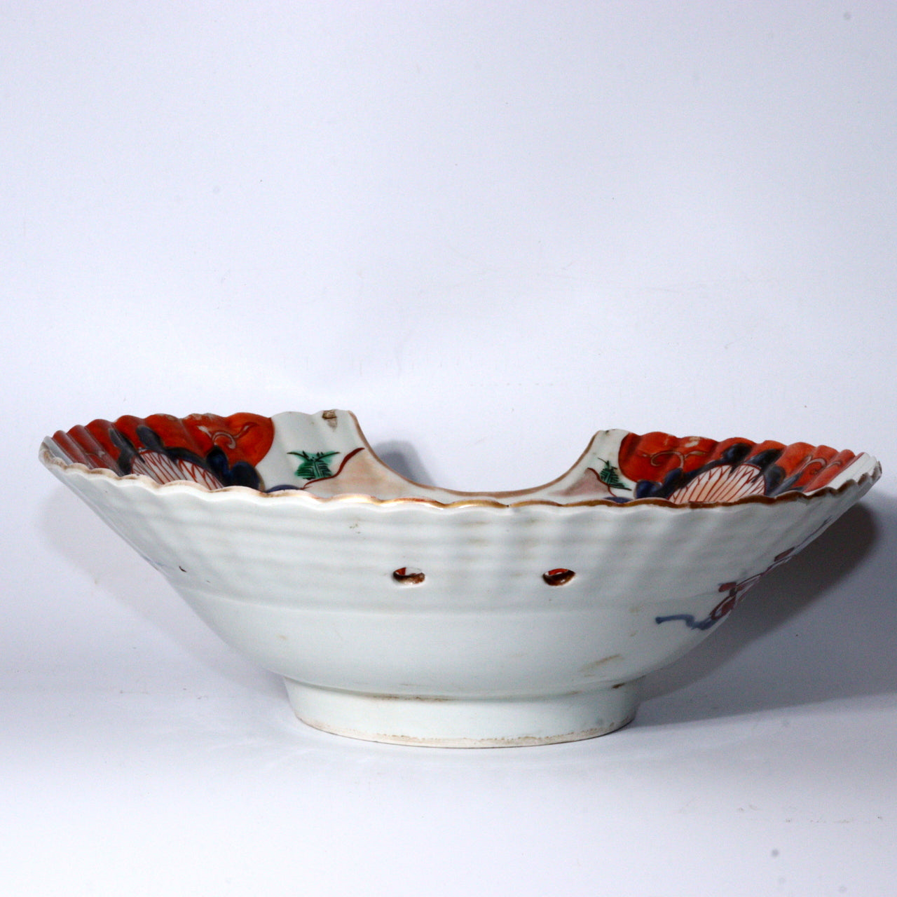 Antique Japanese Imari ware Ko-Imari Polychrome Higezara Shaving Bowl 17C Arita Porcelain