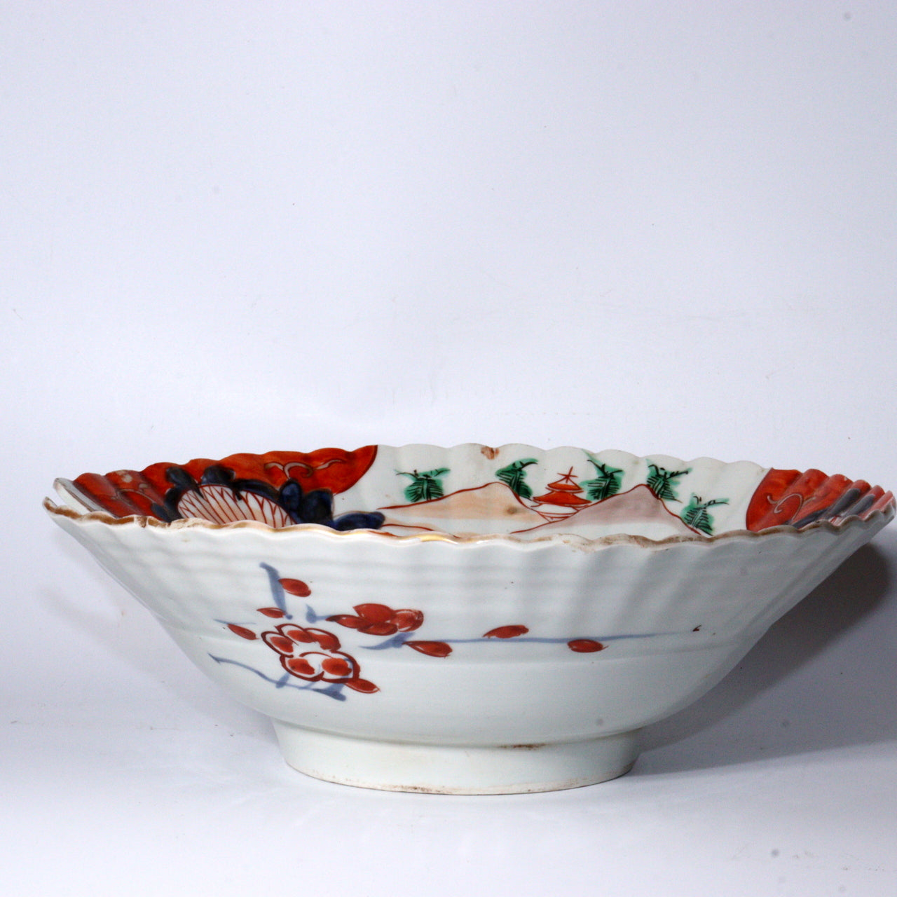 Antique Japanese Imari ware Ko-Imari Polychrome Higezara Shaving Bowl 17C Arita Porcelain