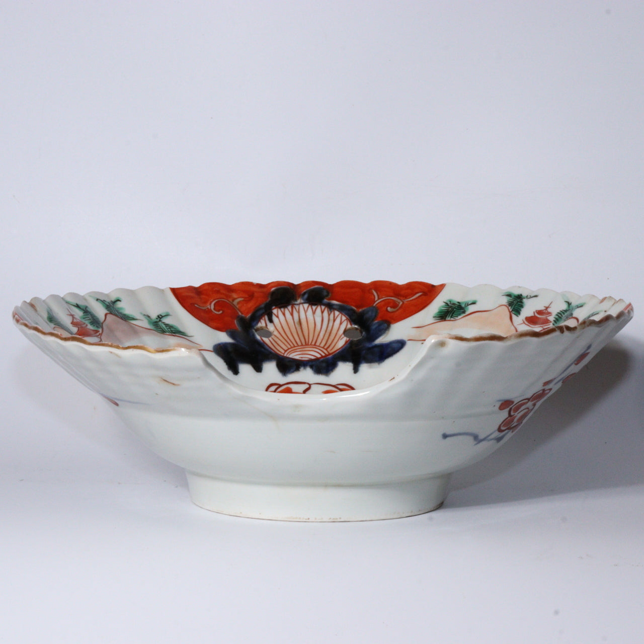 Antique Japanese Imari ware Ko-Imari Polychrome Higezara Shaving Bowl 17C Arita Porcelain