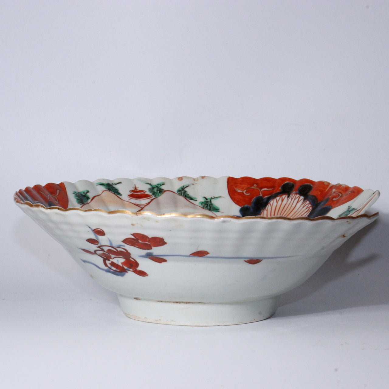 Antique Japanese Imari ware Ko-Imari Polychrome Higezara Shaving Bowl 17C Arita Porcelain