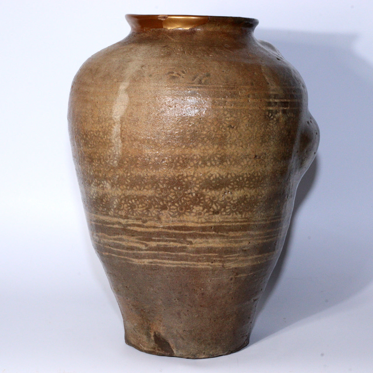 Early Joseon Dynasty Buncheong Mishima Floral Jar Antique Korean Pottery KRS157