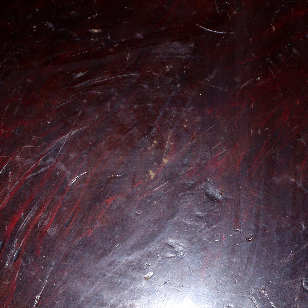 Antique Japanese Negoro Lacquer Wooden Tray Iron Rim -Edo/Meiji Period WO393