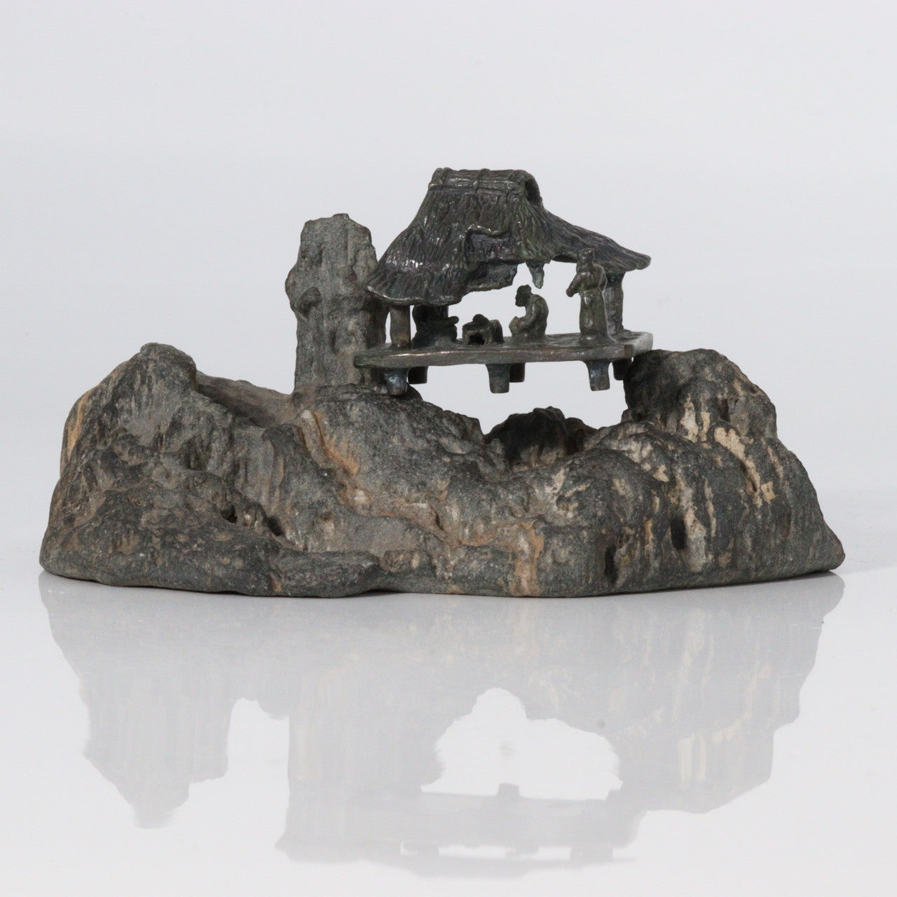 Japanese Bronze Kuzuya Figurine Bonsai Suiseki Bonkei Small Conversation KOEDO SUN ART KOEDO SUN ART (7953)