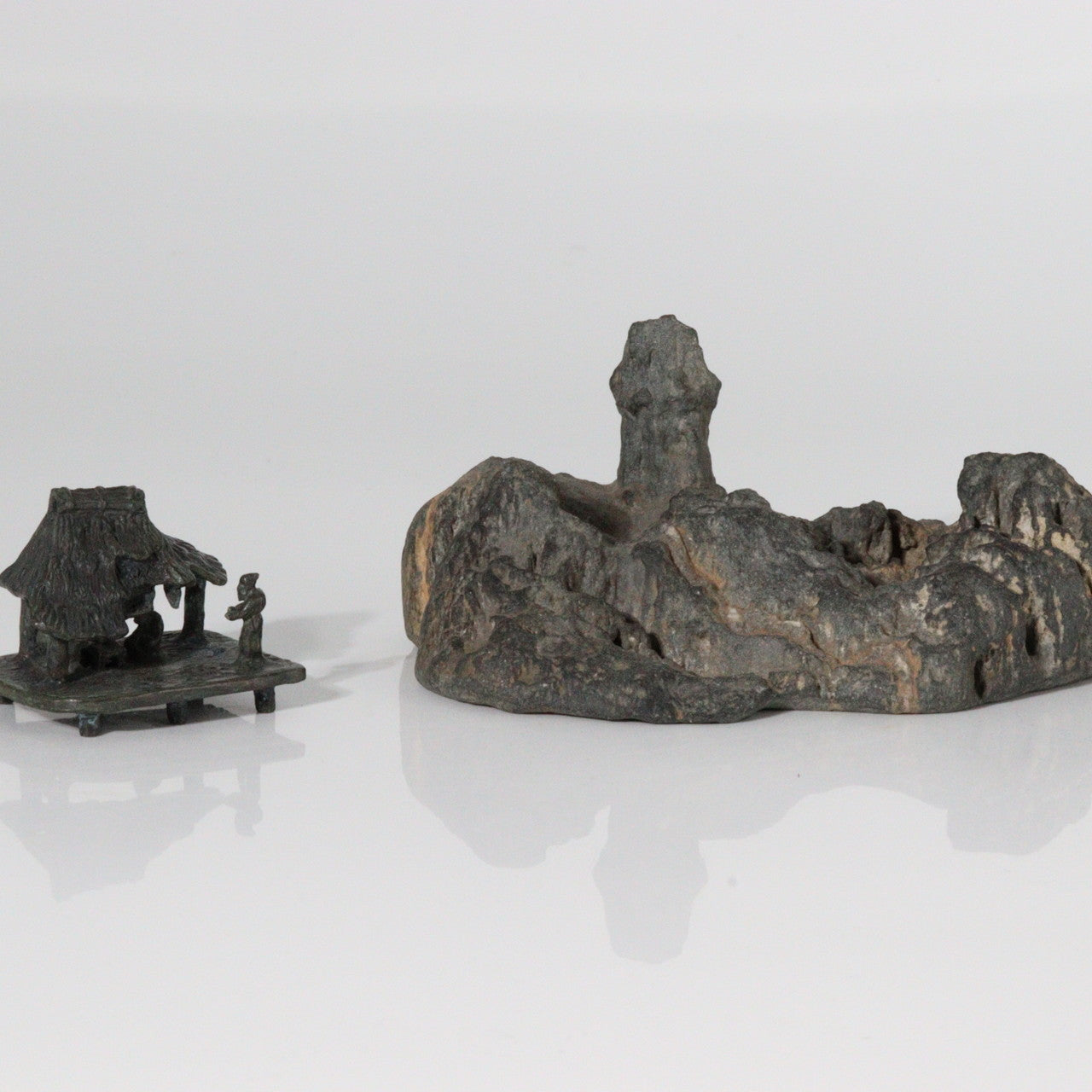 Japanese Bronze Kuzuya Figurine Bonsai Suiseki Bonkei Small Conversation KOEDO SUN ART KOEDO SUN ART (7953)