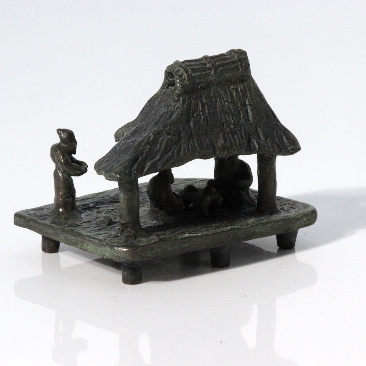 Japanese Bronze Kuzuya Figurine Bonsai Suiseki Bonkei Small Conversation KOEDO SUN ART KOEDO SUN ART (7953)