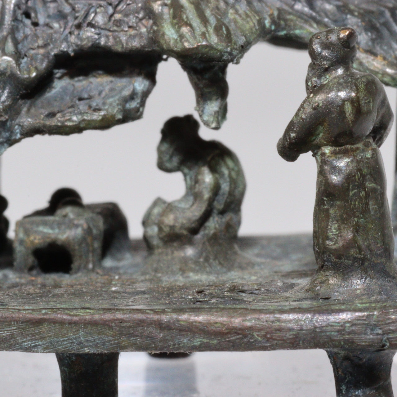 Japanese Bronze Kuzuya Figurine Bonsai Suiseki Bonkei Small Conversation KOEDO SUN ART KOEDO SUN ART (7953)