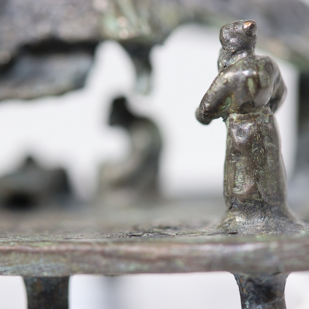Japanese Bronze Kuzuya Figurine Bonsai Suiseki Bonkei Small Conversation KOEDO SUN ART KOEDO SUN ART (7953)