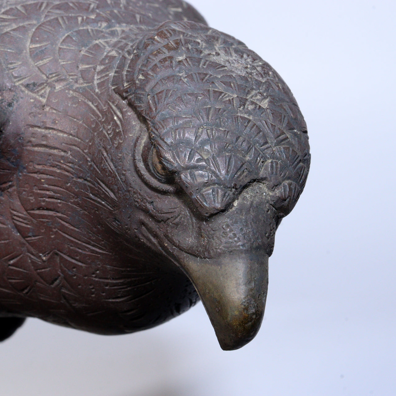 Antique Japanese Bronze Hawk on Rock Sculpture Rare Collectible Item BOS891