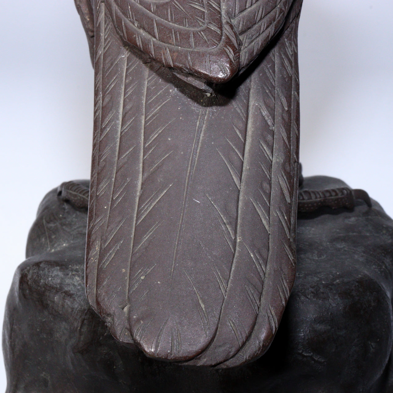 Antique Japanese Bronze Hawk on Rock Sculpture Rare Collectible Item BOS891