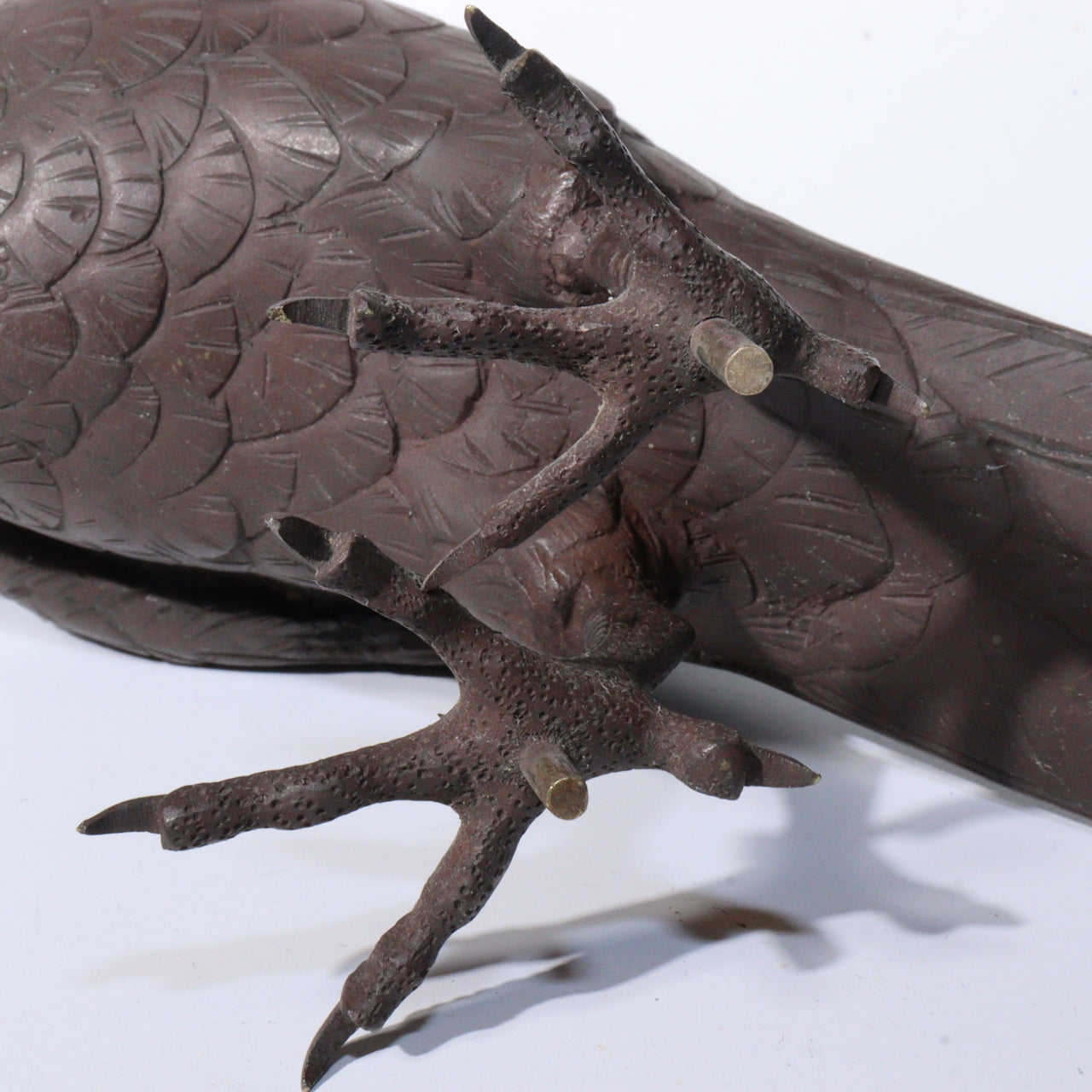 Antique Japanese Bronze Hawk on Rock Sculpture Rare Collectible Item BOS891