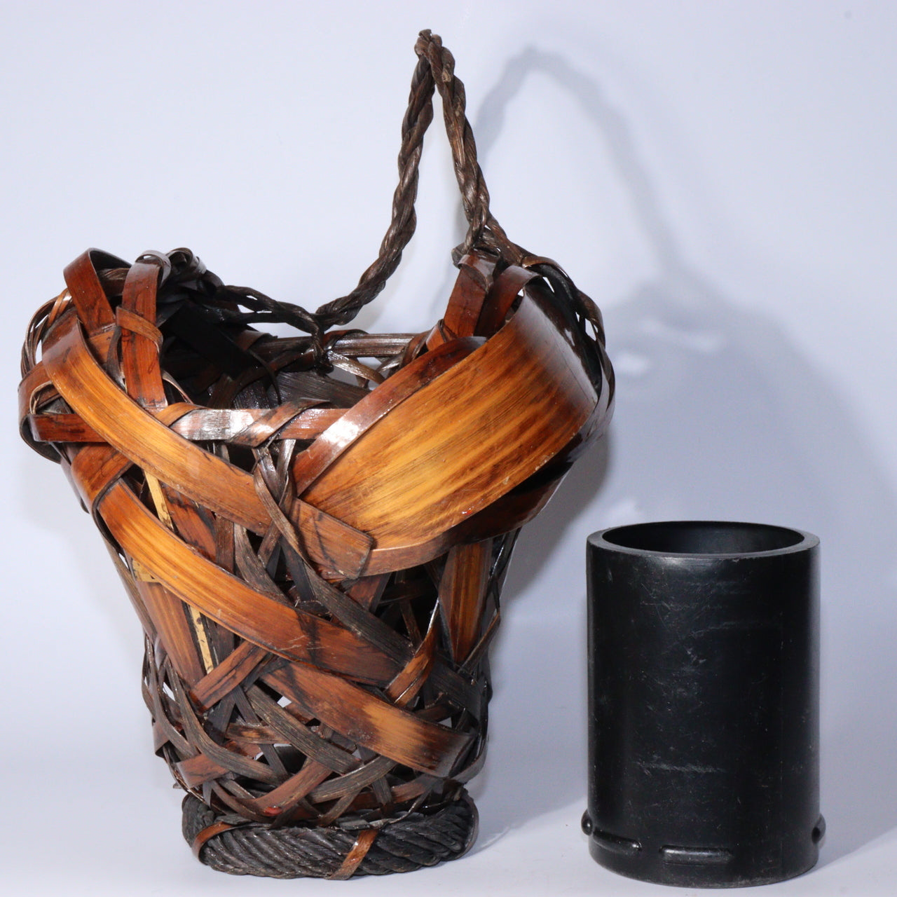 Japanese Bamboo Ikebana Flower Basket with Removable Vase BVO58