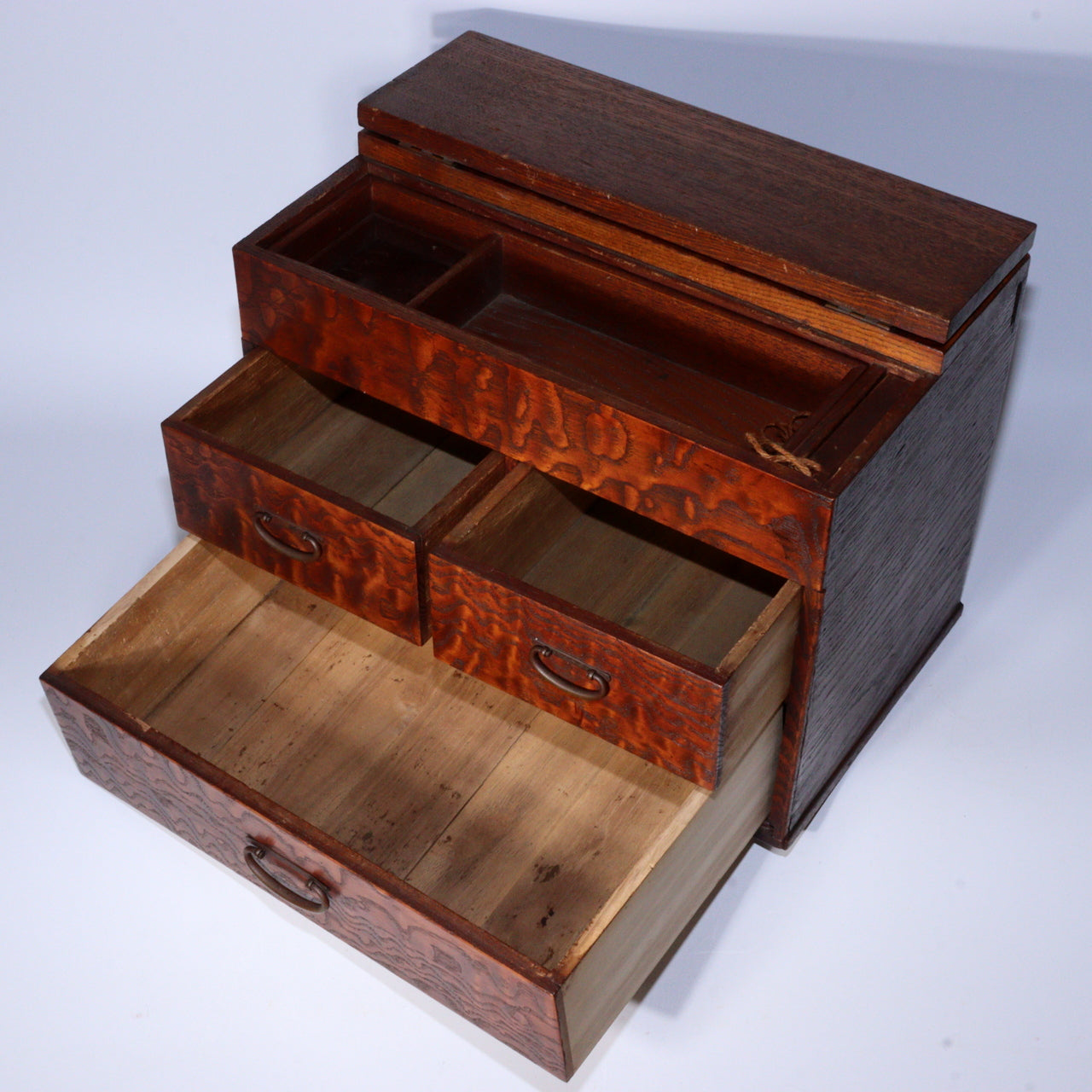 Japanese Vintage Wooden Drawer Sewing Box Tansu Chest Haribako WBX289