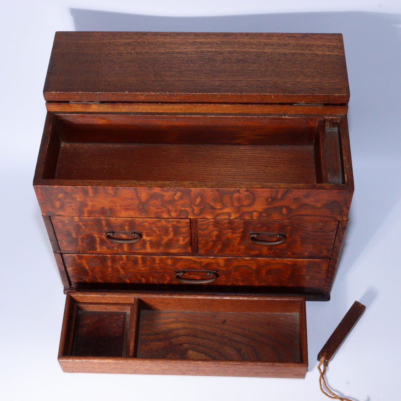 Japanese Vintage Wooden Drawer Sewing Box Tansu Chest Haribako WBX289