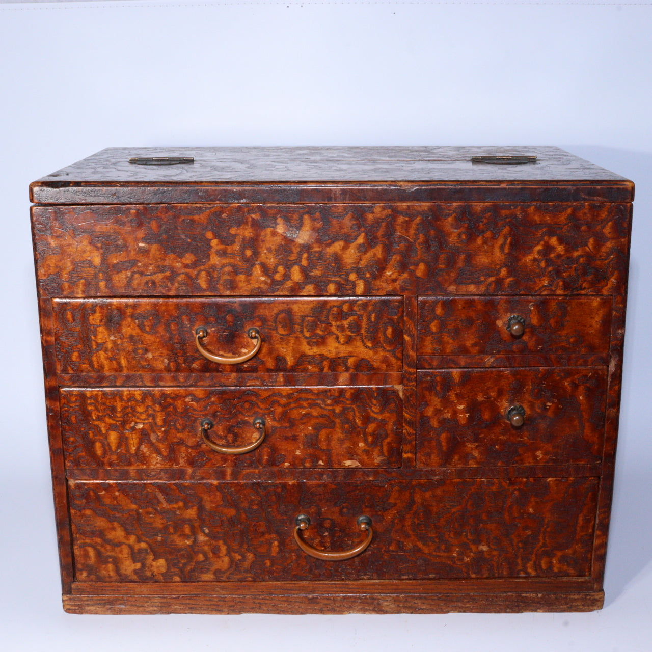 Japanese Vintage Wooden Drawer Sewing Box Tansu Chest Haribako WBX287