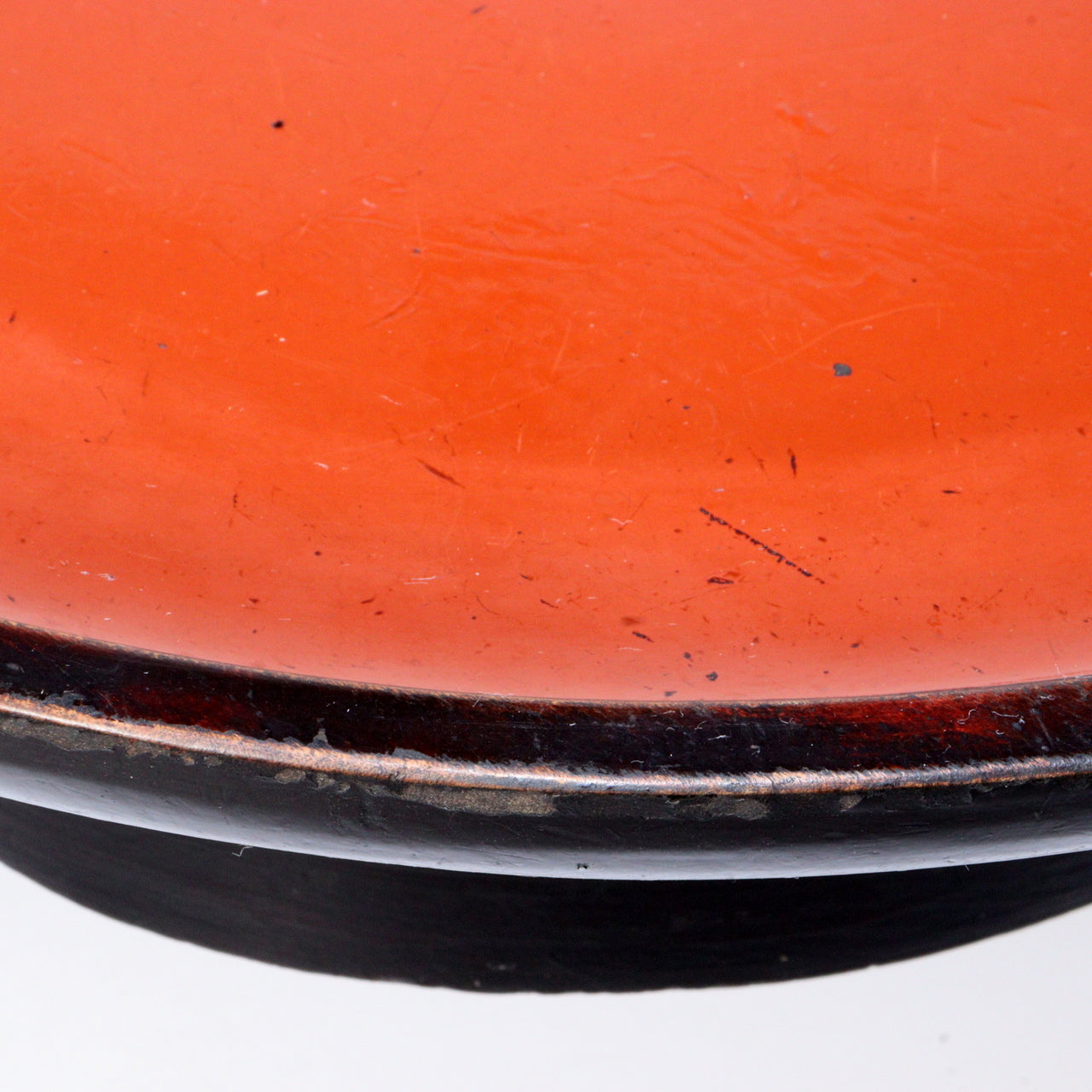 Antique Aizu Lacquerware Red Pedestal Tray Meiji Era Japanese Kurinuki WO396 -1