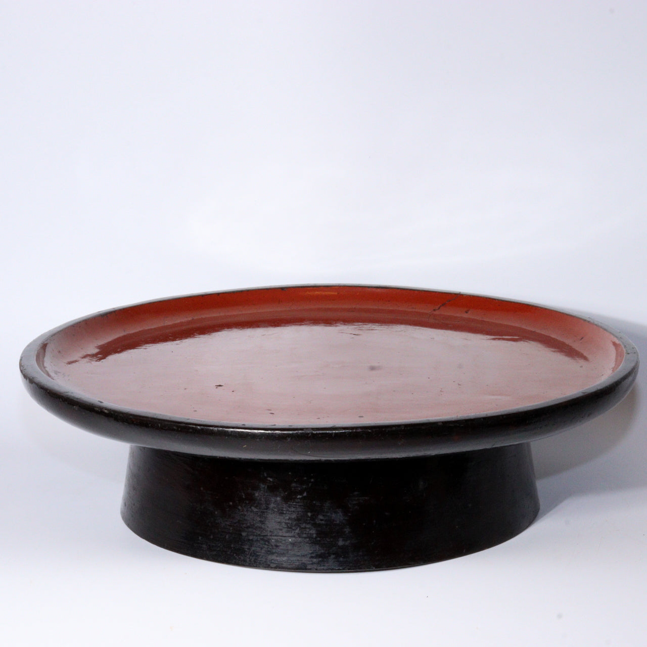 Antique Aizu Lacquerware Red Pedestal Tray Meiji Era Japanese Negoro WO396 -2