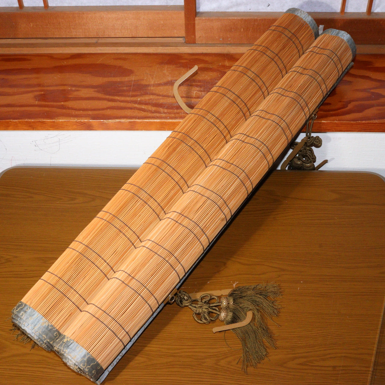 Japanese Bamboo Sudare Curtain Adjustable Hanging Brackets Ozashiki Screen
