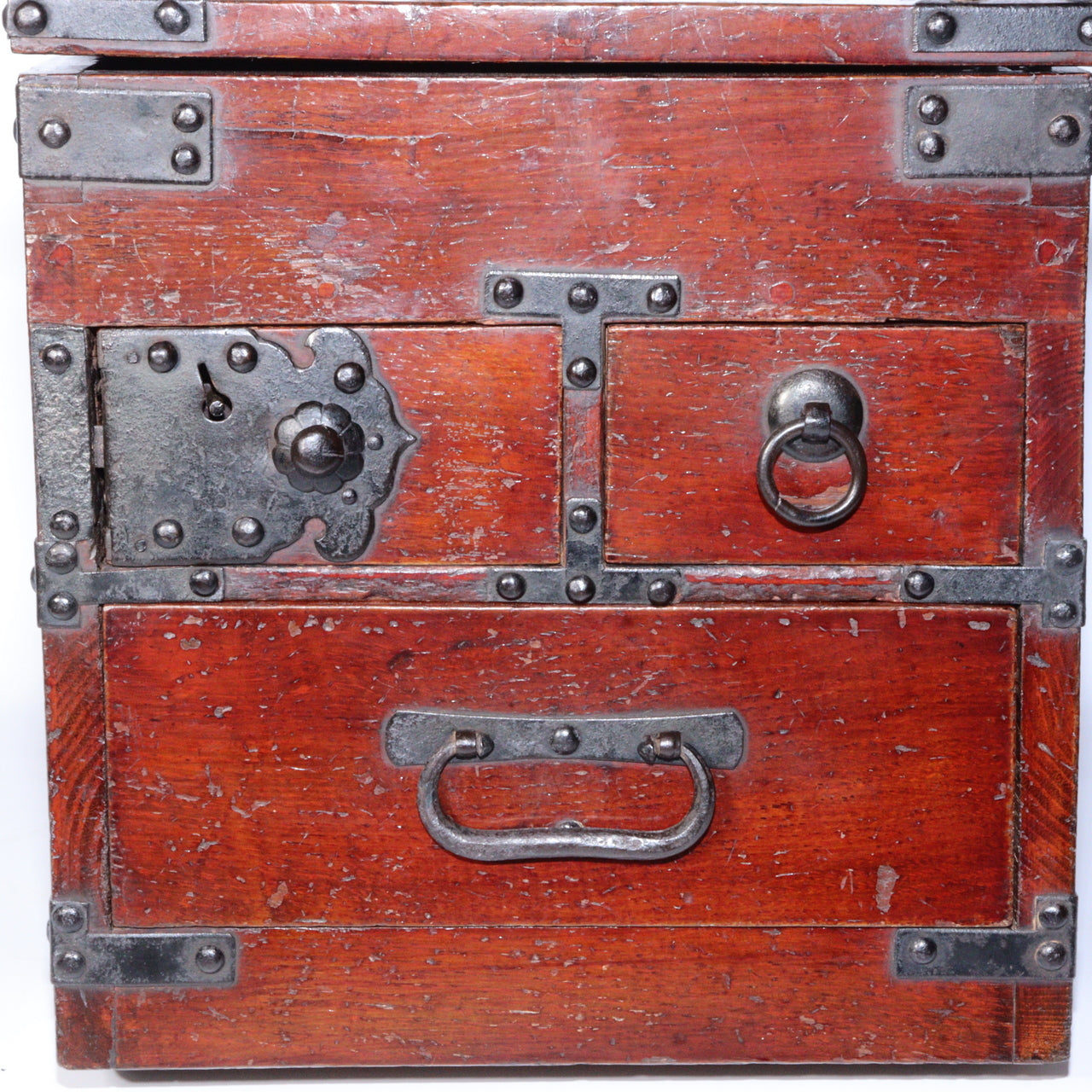 Japanese Antique Meiji era wooden Kake Suzuribako inkstone box Funa Tansu WBX294