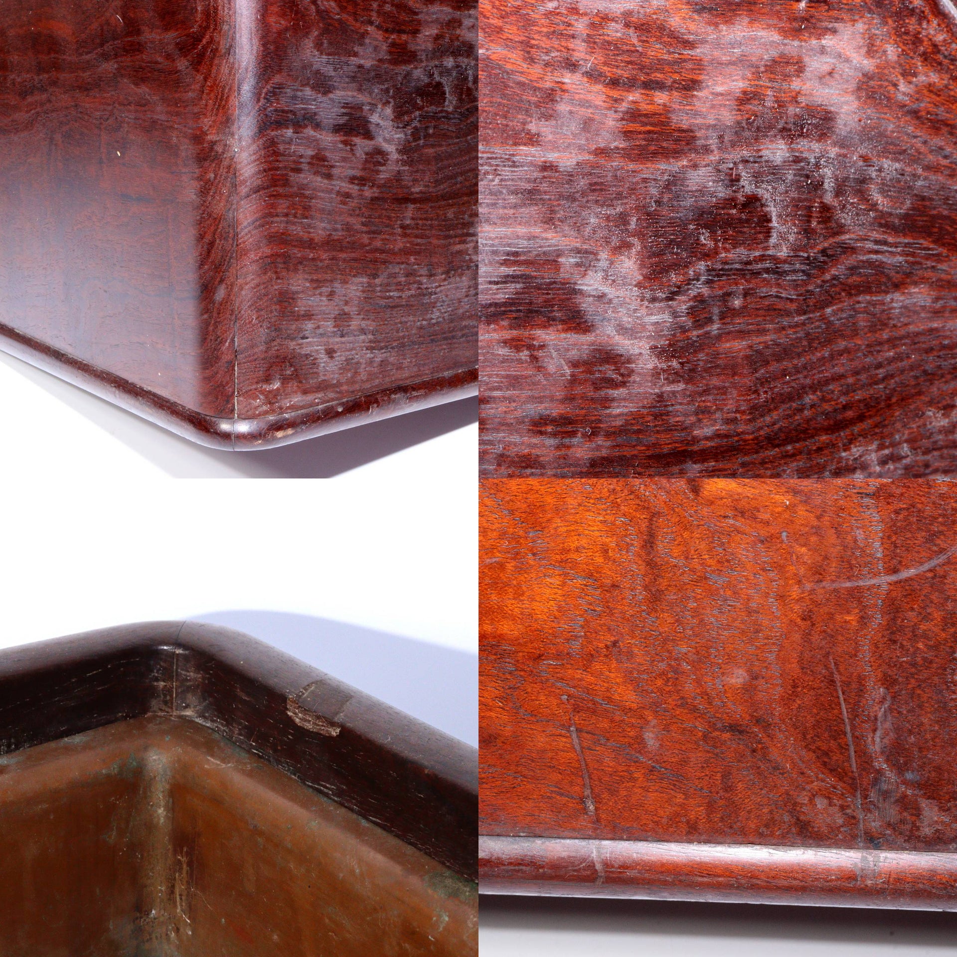 Brazier Hibachi Hiire Japanese Antique Possibly Karaki Hardwood Copper WO398 -1