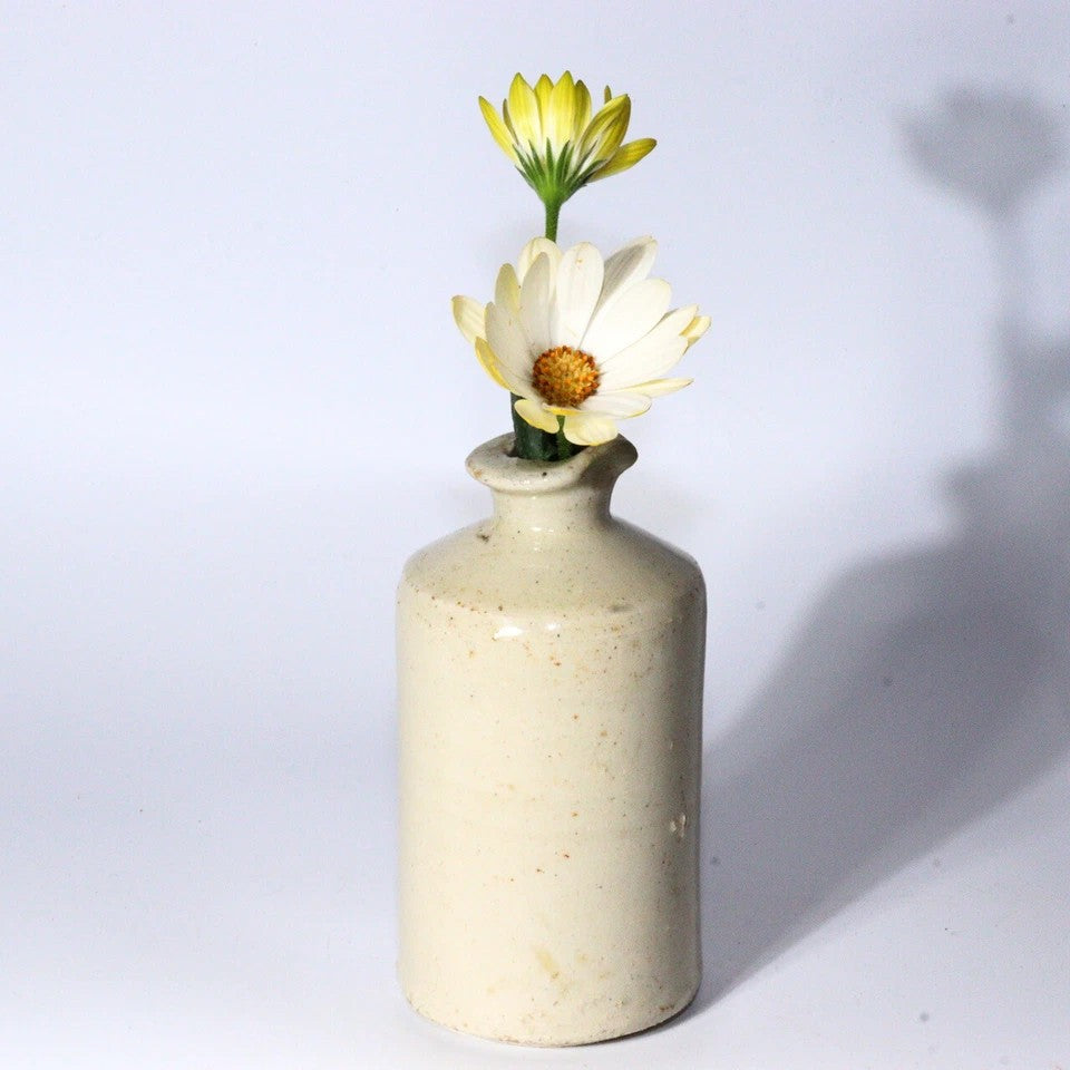 Antique British Ceramic Bottle Traditional Folk Art Pottery Shiratamba Like