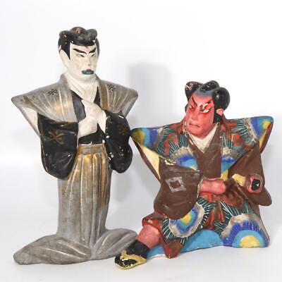 Japanese Antique Kabuki Clay figurine Ceramic Ornament WO150