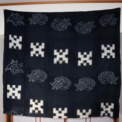 Japanese Cotton Cloth Kasuri STRUCTURE Crane Turtle design Boro Kimono BRKW86