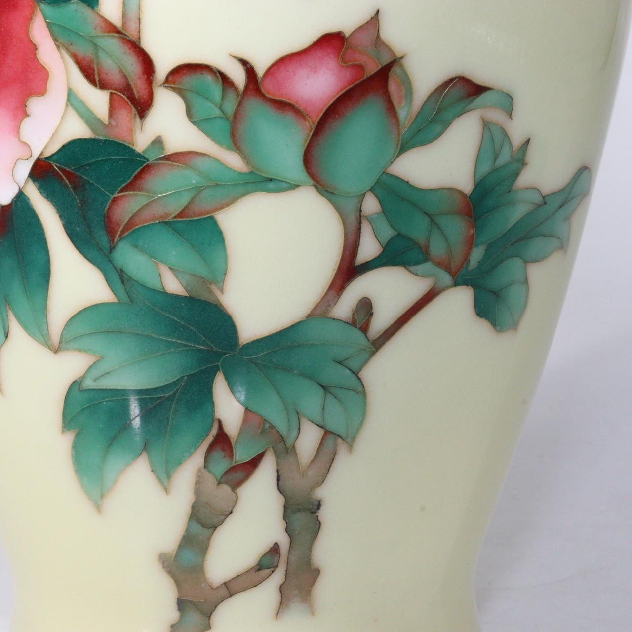 Japanese Ando shippou Cloisonne vase Yellow glaze PV164