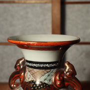 Japanese Antique Kutani vase flower porcelain Kaga Ishikawa Late Meiji PV197