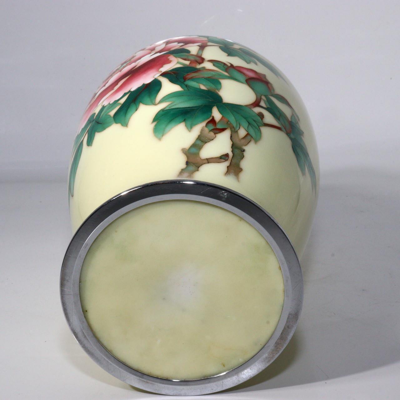 Japanese Ando shippou Cloisonne vase Yellow glaze PV164