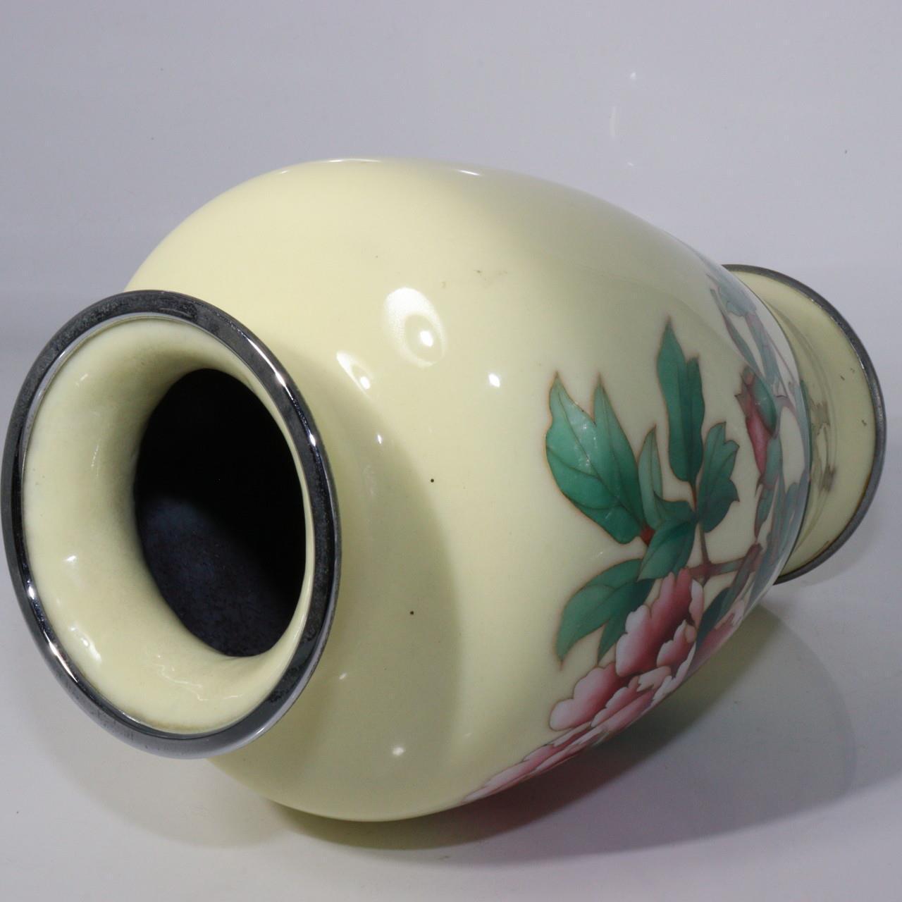 Japanese Ando shippou Cloisonne vase Yellow glaze PV164