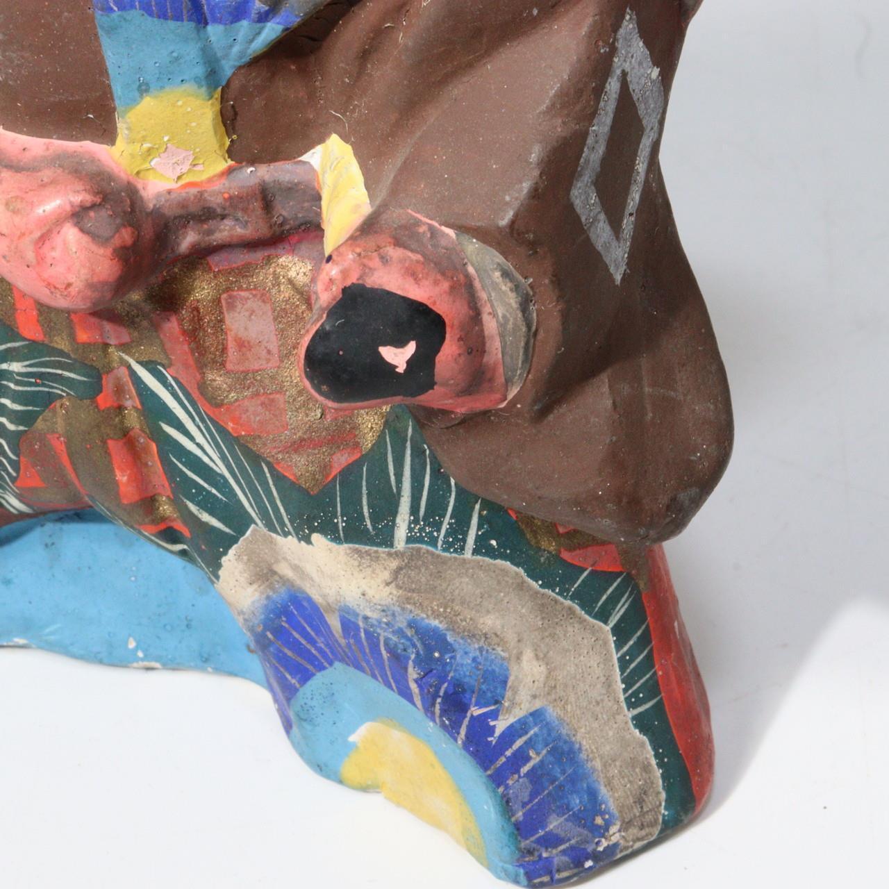 Japanese Antique Kabuki Clay figurine Ceramic Ornament WO150