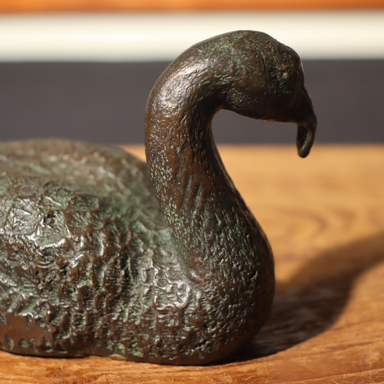 Japanese Bronze Duck pair statue Ornament okimono BOS740
